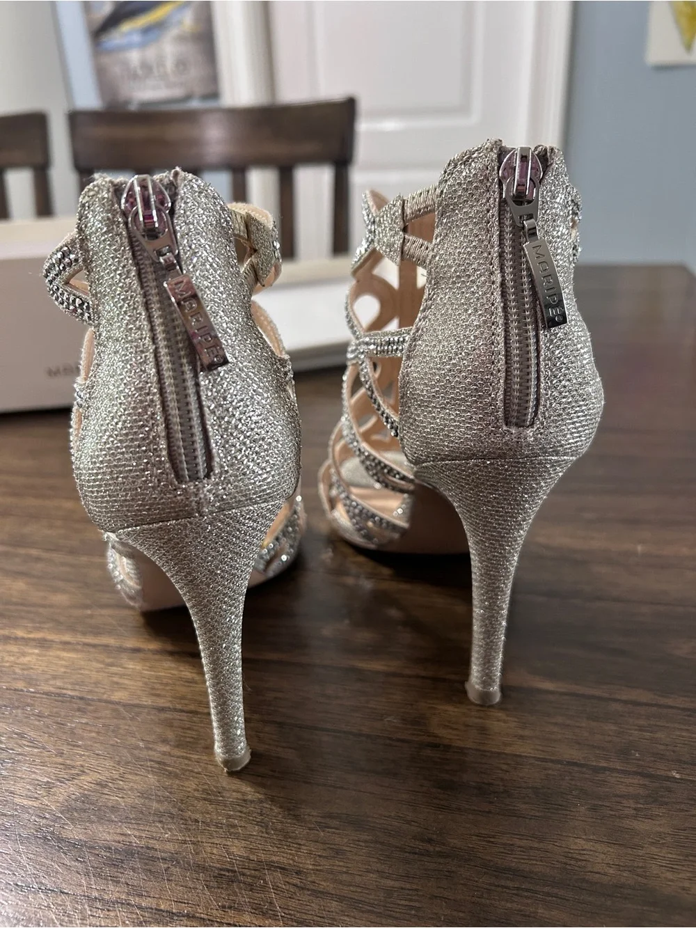 Embellished Silver High Heel Sandals - Women's Dress Heels
